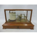 A mahogany cased barograph by J.H.Steward Ltd, 406 Strand, London, with pull out drawer containing