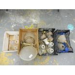 Four boxes of assorted light fittings, shades etc.