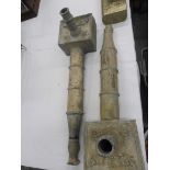 A pair of Georgian lead pump heads with foliate decoration, each approx. 33" h.