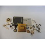 A small selection of jewellery and collectables including a silver and MOP handled penknife, a
