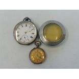 A silver pocket watch and one other.