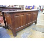 An 18th Century oak panelled coffer, in good condition, with a three panelled rising lid, 52 3/4"