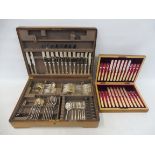 An oak cased partial Mappin & Webb canteen of cutlery plus a cased set of good quality EPNS 12