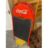 A Coca Cola 'a' board advertising sign with semi-circular branded signs to the top, overall height