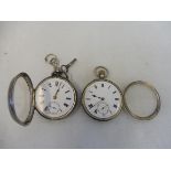 A silver pocket watch, the movement engraved J.W.Benson, plus a Victorian silver pocket watch with