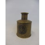 A small brass S. Maw Son & Sons of London lidded canister.