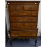 A Georgian Irish (?) oak Chest-on-Stand, the moulded cornice above a blind drawer, two short and