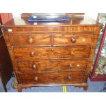 A Victorian mahogany Chest of Drawers, two short over three long, bracket feet and knob handles,