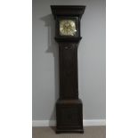 An 18thC oak 8-day Longcase Clock, the brass face with a silvered dial, subsidiary seconds dial