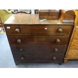 A 19thC mahogany Chest of Drawers, with four graduated long drawers, raised on bracket feet, some