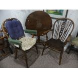 A pair of antique ash and elm Windsor wheel-back Armchairs, together with a 19th century mahogany