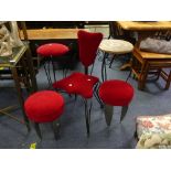 An interesting Vintage metal-work Chair and Bar Stool, in an Art Deco-style metal frame work with