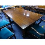 An early 20thC oak Refectory Table, 66in (168cm) x 33in (84cm), 30½in (77cm) high, the two plank top