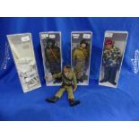 Action Man; A collection of four 1970's 'Flock Head' Figures; one in Mine Detection uniform, one