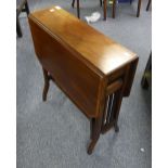 An Edwardian mahogany Sutherland Table, the top with satinwood cross-banding and ebony and boxwood