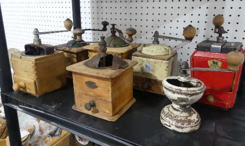 A collection of seven early to mid 20thC French Coffee Grinders, all by Peugeot (7)