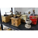 A collection of seven early to mid 20thC French Coffee Grinders, all by Peugeot (7)