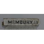A Devon County Council wooden Finger Post Road Sign Arm, 'Membury', 28in (72cm) long.