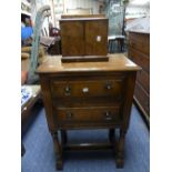 A Victorian walnut Table Top Cabinet / Jewellery Case, with a pair of door enclosing three drawers