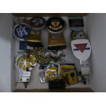 A collection of Car Badges, including Alvis, 'St. Christopher', Devon, two RAC and two AA, Devon