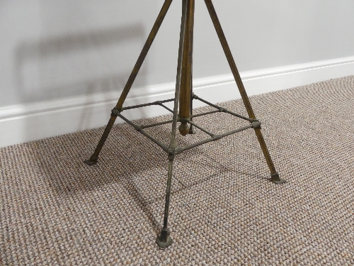 A Victorian brass Music Stool, with revolving screw column height adjust and buttoned upholstered - Image 3 of 3