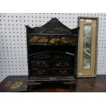 A late 19thC Japanese lacquer Table Cabinet, the asymmetrical back shaped as Mount Fuji, with two