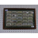 Two framed prints of GWR Trains, together with two framed displays of Lambert & Butlers Cigarette