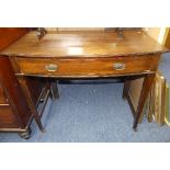 An Edwardian mahogany bow-front Side Table, upon one long drawer with two handles, raised on