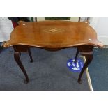 An Edwardian mahogany marquetry Side Table, the marquetry top with central ebony and boxwood