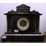 A Victorian marble and black slate Mantel Clock, of architectural form, the 8-day movement