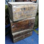 A set of three vintage wooden Egg Transportation / Storage Crates, marked for 'North Devon Egg