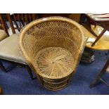 A retro (1970's) bentwood and cane Tub Chair, of circular form, 18in (46cm) seat diameter, 30in (