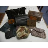 Vintage bags and purses; including a Chinese embroidered evening bag, an Art Deco clutch bag, an