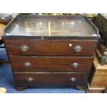 An early 20thC mahogany Chest of Drawers, the three-quarter galleried top upon three drawers