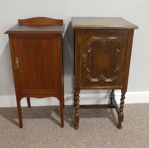 An oak Pot Cupboard, 16in (41cm) wide, 31in (79cm) high, together with a reproduction pot