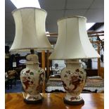 A pair of Masons Red Mandalay ceramic Lamp Bases, the lamp bases decorated in coloured transfer