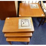 Mid 20thC Design: a retro Danish, Jens Risom design, teak square Lamp Table, the top