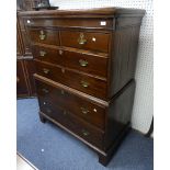 A Georgian mahogany Tallboy Chest on Chest, reduced height, now with two short drawers over two long