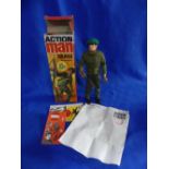 Action Man; A boxed 1970's Soldier Figure, with blond flock head and gripping hands.