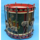 A W.W.2. Era Royal Air Force Ceremonial Drum, the front with painted Coat of Arms and RAF