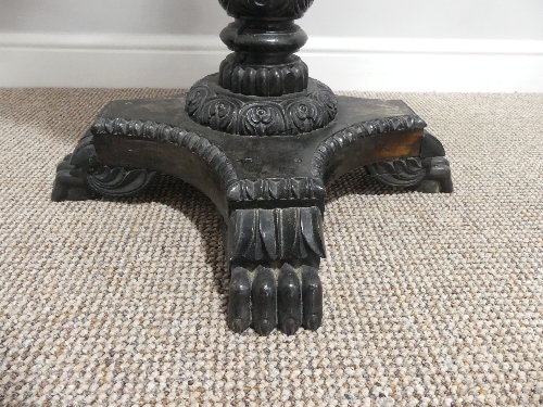 A 19thC Anglo-Indian carved ebony Plant Stand, formed of a lift-off basket shaped planter with woven - Image 5 of 5