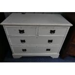 An Edwardian painted chest of drawers, together with a late 19thC Dutch walnut upholstered Side