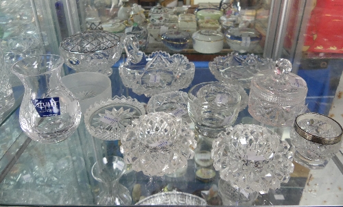 A large quantity of crystal and cut Glass, including a silver mounted open salt, a small Stuart