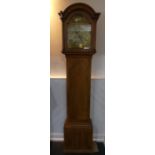 A Georgian oak 8-day Longcase Clock, signed Thomas Hall, Rumsey, with 12in (28cm) arched brass dial,