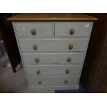 A modern pine painted Chest of Drawers, two short drawers over four long, 34in (86cm) wide, 18in (