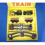 Hornby '0' gauge No.21 Passenger Set, tinplate, clockwork, in BR green, boxed.