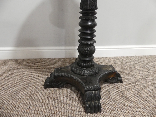 A 19thC Anglo-Indian carved ebony Plant Stand, formed of a lift-off basket shaped planter with woven - Image 2 of 5