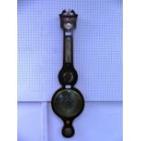 A Victorian mahogany Barometer, signed for 'Bassi & Fontana, Exeter', in need of some restoration,