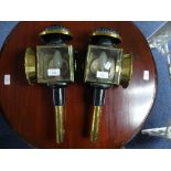 A pair of late 19thC Carriage Lamps, now converted for electricity and with two later wall