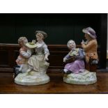 A pair of 19th Century KPM Berlin porcelain Groups, one depicting a young boy kneeling offering a